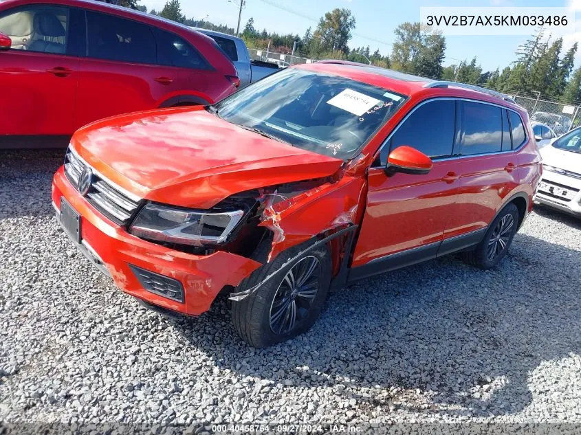 2019 Volkswagen Tiguan 2.0T Se/2.0T Sel/2.0T Sel R-Line/2.0T Sel R-Line Black VIN: 3VV2B7AX5KM033486 Lot: 40458754