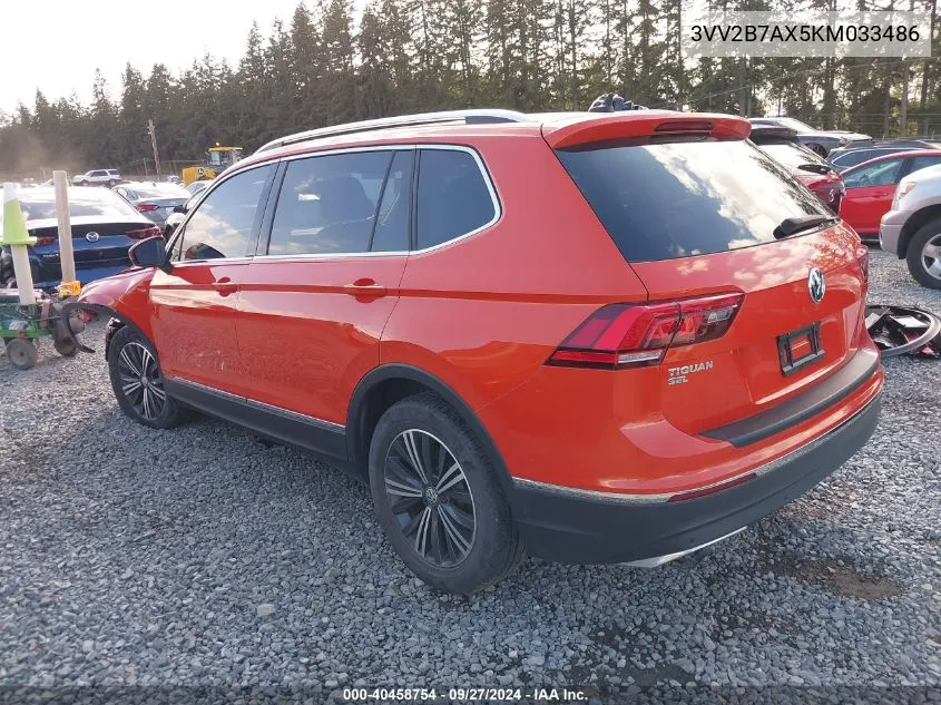 2019 Volkswagen Tiguan 2.0T Se/2.0T Sel/2.0T Sel R-Line/2.0T Sel R-Line Black VIN: 3VV2B7AX5KM033486 Lot: 40458754