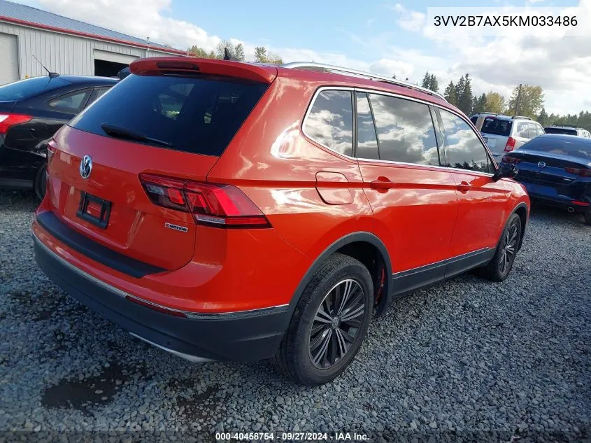 2019 Volkswagen Tiguan 2.0T Se/2.0T Sel/2.0T Sel R-Line/2.0T Sel R-Line Black VIN: 3VV2B7AX5KM033486 Lot: 40458754