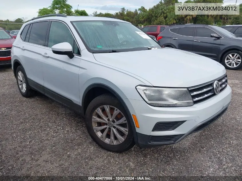 3VV3B7AX3KM034012 2019 Volkswagen Tiguan Se/Sel/Sel R-Line Jet-Bla