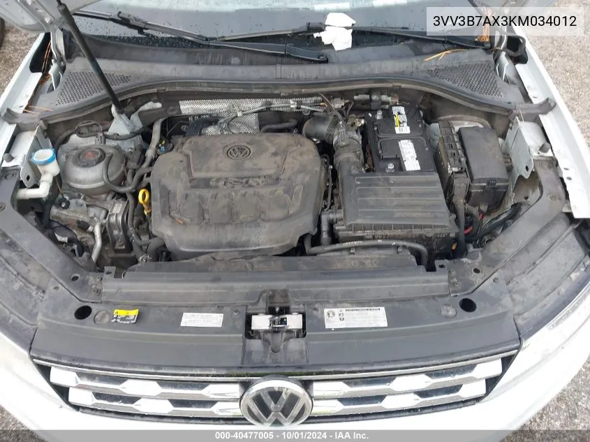 3VV3B7AX3KM034012 2019 Volkswagen Tiguan Se/Sel/Sel R-Line Jet-Bla