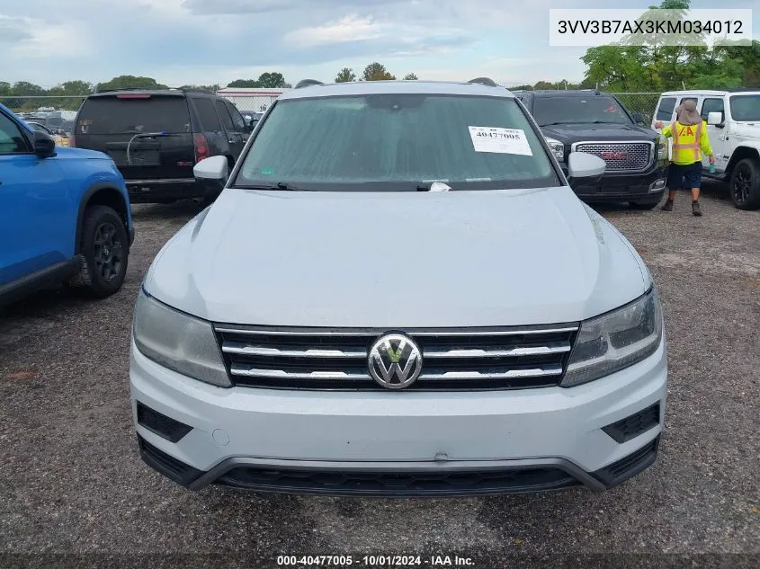 3VV3B7AX3KM034012 2019 Volkswagen Tiguan Se/Sel/Sel R-Line Jet-Bla