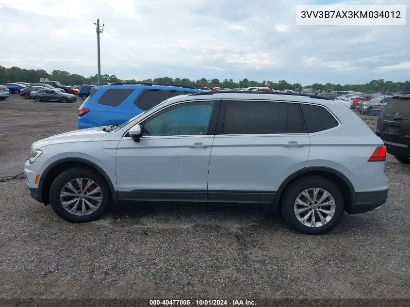 3VV3B7AX3KM034012 2019 Volkswagen Tiguan Se/Sel/Sel R-Line Jet-Bla