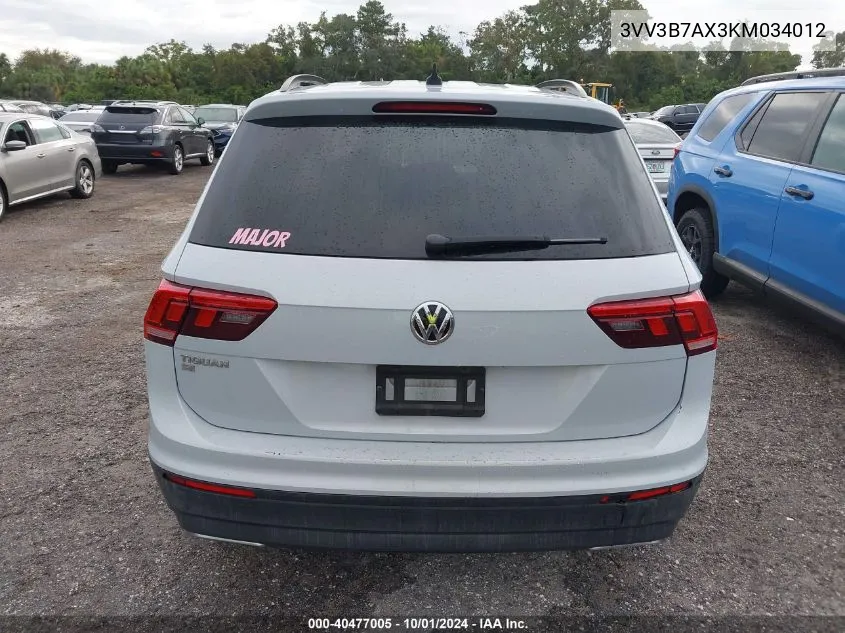 3VV3B7AX3KM034012 2019 Volkswagen Tiguan Se/Sel/Sel R-Line Jet-Bla