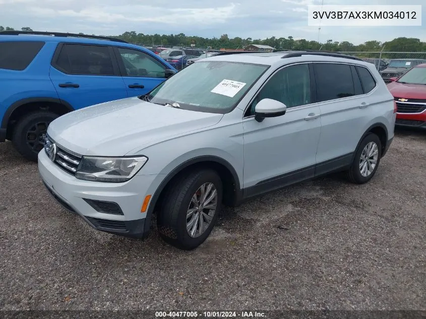 3VV3B7AX3KM034012 2019 Volkswagen Tiguan Se/Sel/Sel R-Line Jet-Bla