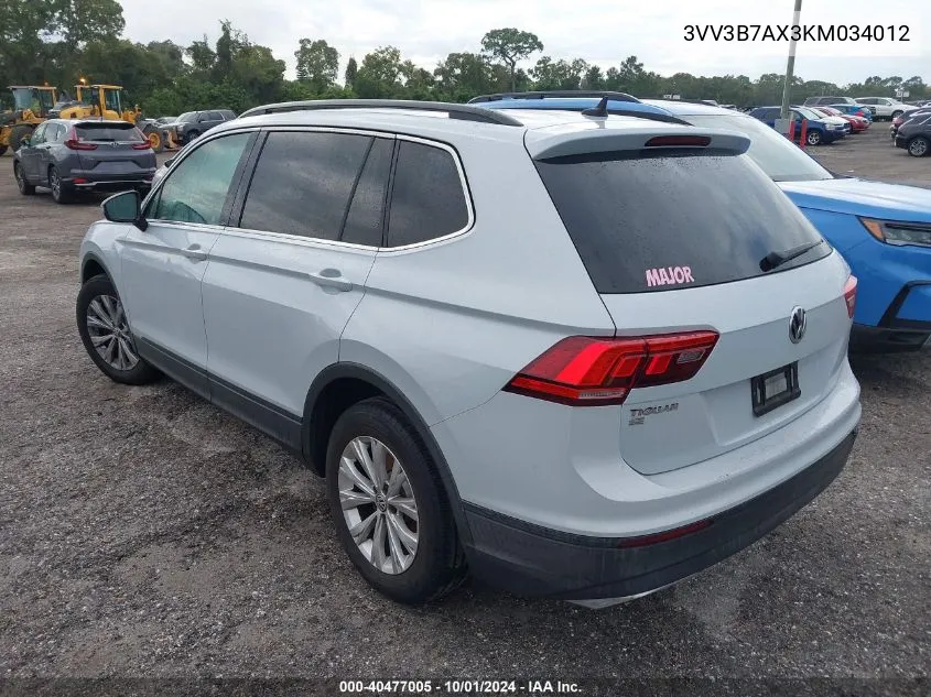 2019 Volkswagen Tiguan Se/Sel/Sel R-Line Jet-Bla VIN: 3VV3B7AX3KM034012 Lot: 40477005