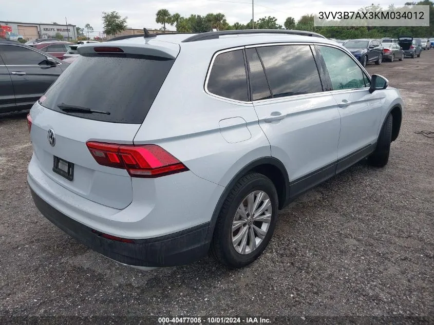 3VV3B7AX3KM034012 2019 Volkswagen Tiguan Se/Sel/Sel R-Line Jet-Bla