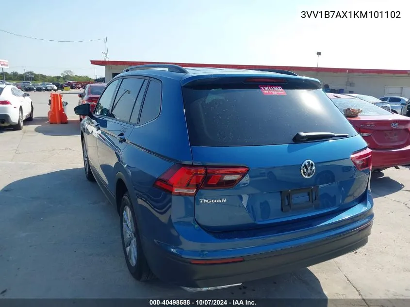 2019 Volkswagen Tiguan 2.0T S VIN: 3VV1B7AX1KM101102 Lot: 40498588