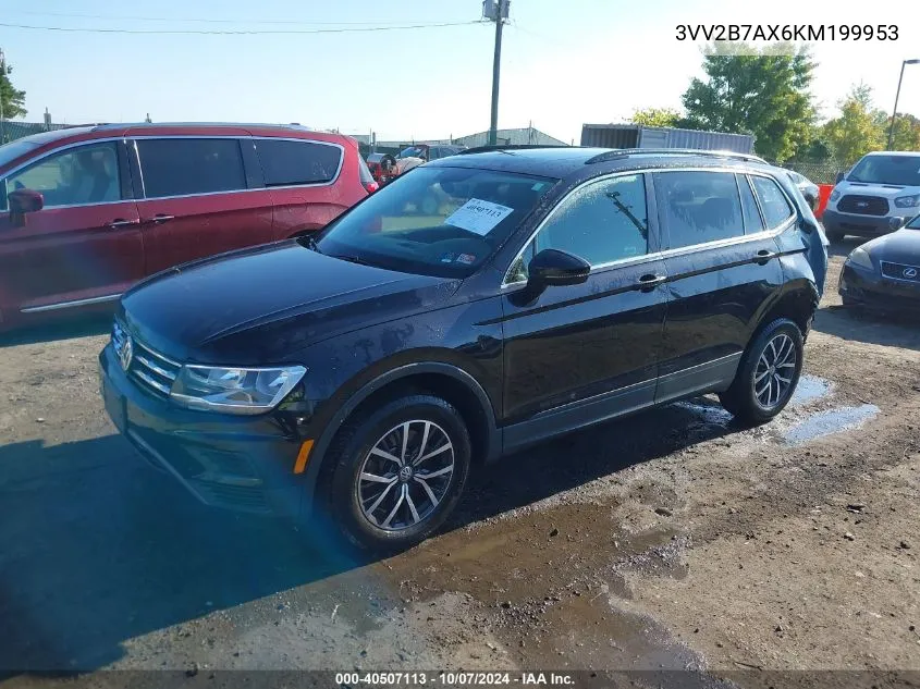 2019 Volkswagen Tiguan 2.0T Sel/2.0T Sel R-Line/2.0T Sel R-Line Black/Se VIN: 3VV2B7AX6KM199953 Lot: 40507113