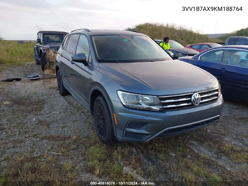 2019 Volkswagen Tiguan 2.0T S VIN: 3VV1B7AX9KM188764 Lot: 40514378