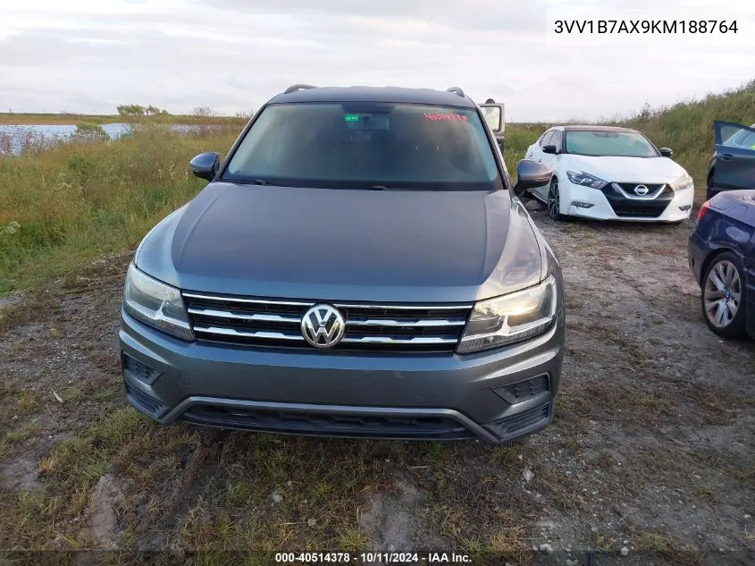 2019 Volkswagen Tiguan 2.0T S VIN: 3VV1B7AX9KM188764 Lot: 40514378