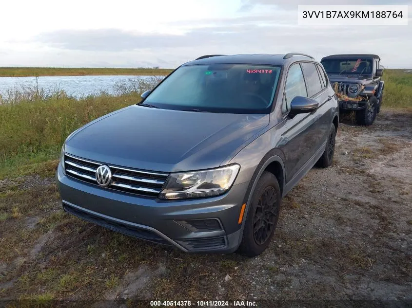 2019 Volkswagen Tiguan 2.0T S VIN: 3VV1B7AX9KM188764 Lot: 40514378