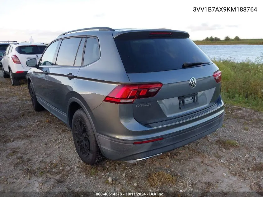 2019 Volkswagen Tiguan 2.0T S VIN: 3VV1B7AX9KM188764 Lot: 40514378