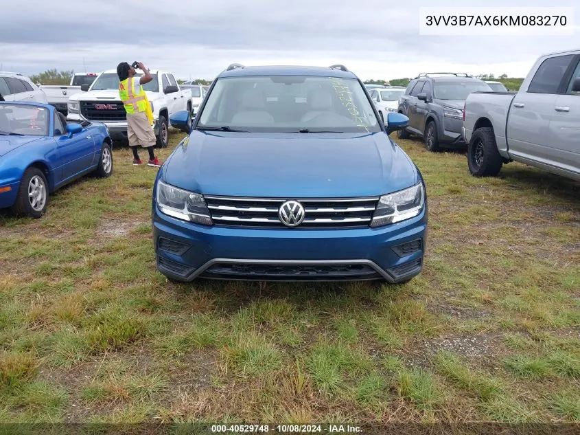 2019 Volkswagen Tiguan Se/Sel/Sel R-Line Jet-Bla VIN: 3VV3B7AX6KM083270 Lot: 40529748