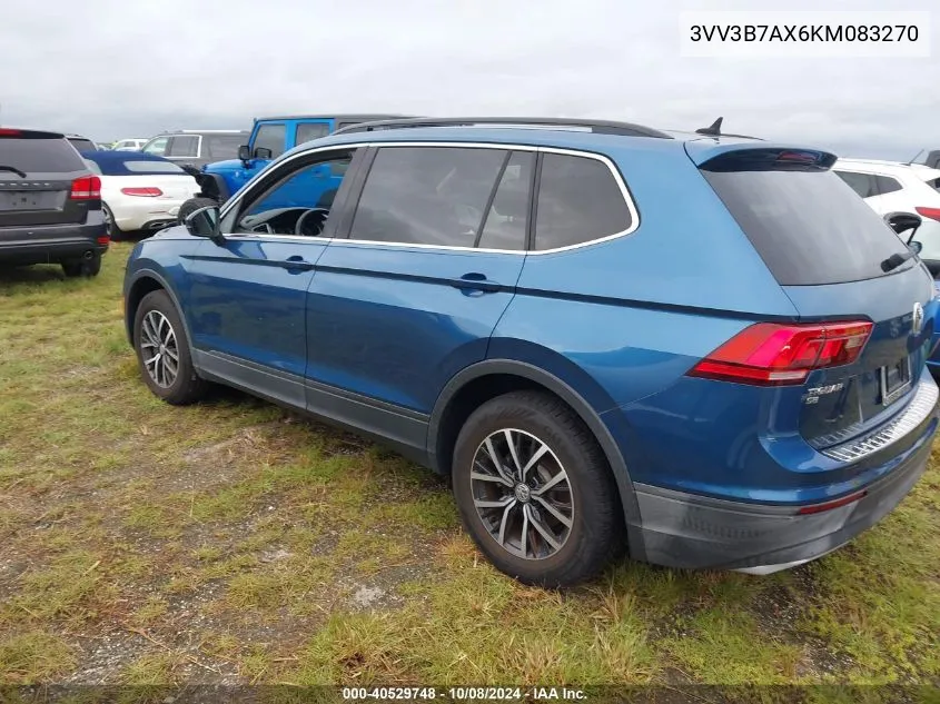 2019 Volkswagen Tiguan Se/Sel/Sel R-Line Jet-Bla VIN: 3VV3B7AX6KM083270 Lot: 40529748