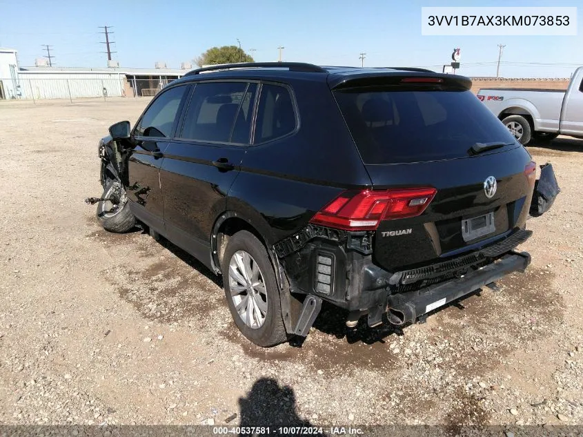 2019 Volkswagen Tiguan 2.0T S VIN: 3VV1B7AX3KM073853 Lot: 40537581