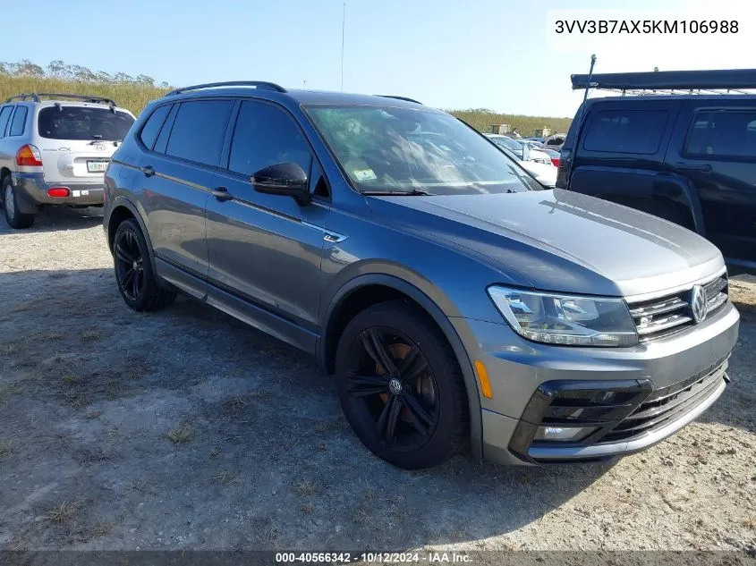 2019 Volkswagen Tiguan 2.0T Se/2.0T Sel/2.0T Sel R-Line/2.0T Sel R-Line Black VIN: 3VV3B7AX5KM106988 Lot: 40566342