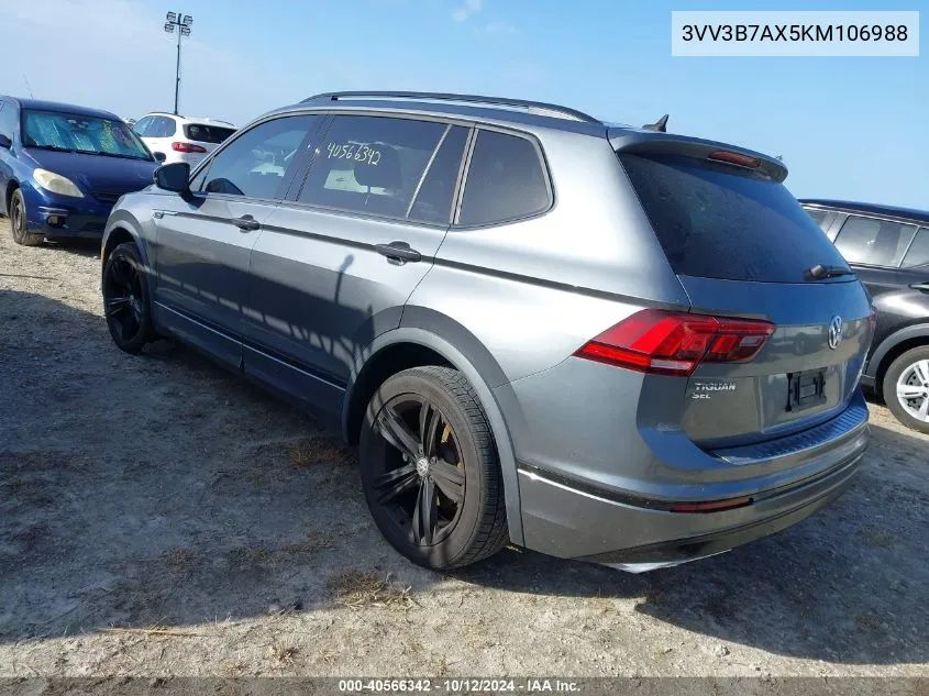 2019 Volkswagen Tiguan 2.0T Se/2.0T Sel/2.0T Sel R-Line/2.0T Sel R-Line Black VIN: 3VV3B7AX5KM106988 Lot: 40566342