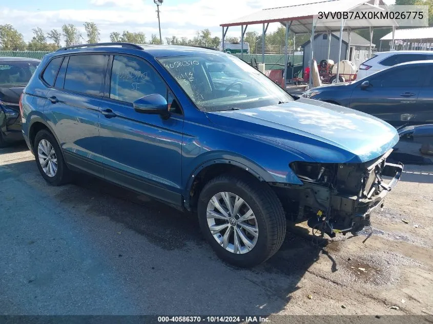 2019 Volkswagen Tiguan 2.0T S VIN: 3VV0B7AX0KM026775 Lot: 40586370