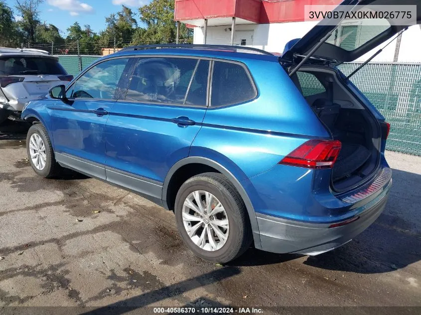 2019 Volkswagen Tiguan 2.0T S VIN: 3VV0B7AX0KM026775 Lot: 40586370