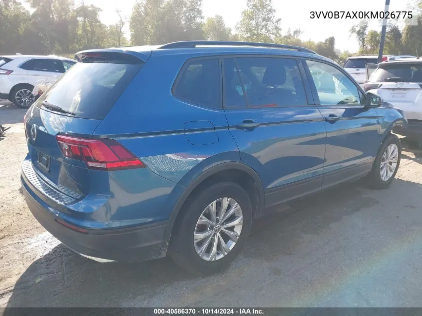 2019 Volkswagen Tiguan 2.0T S VIN: 3VV0B7AX0KM026775 Lot: 40586370