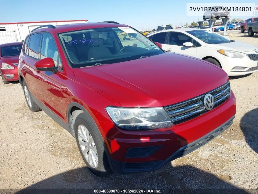 2019 Volkswagen Tiguan 2.0T S VIN: 3VV1B7AX2KM184801 Lot: 40599870