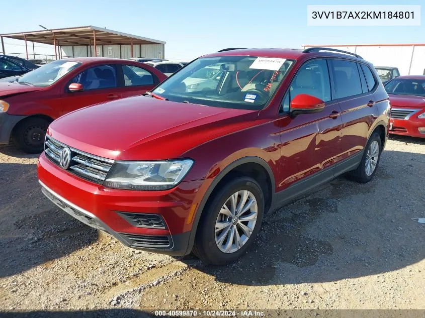 2019 Volkswagen Tiguan 2.0T S VIN: 3VV1B7AX2KM184801 Lot: 40599870