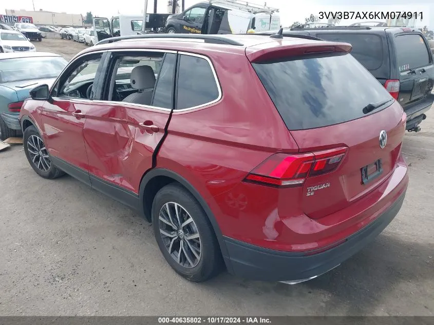 2019 Volkswagen Tiguan 2.0T Se/2.0T Sel/2.0T Sel R-Line/2.0T Sel R-Line Black VIN: 3VV3B7AX6KM074911 Lot: 40635802