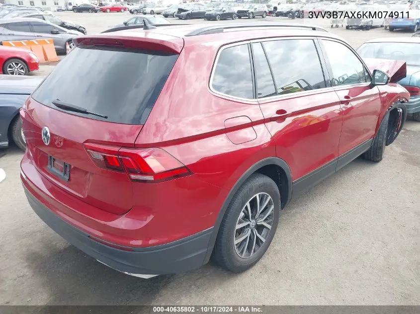 2019 Volkswagen Tiguan 2.0T Se/2.0T Sel/2.0T Sel R-Line/2.0T Sel R-Line Black VIN: 3VV3B7AX6KM074911 Lot: 40635802