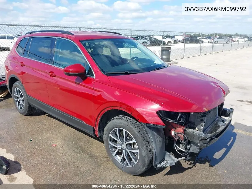 2019 Volkswagen Tiguan 2.0T Se/2.0T Sel/2.0T Sel R-Line/2.0T Sel R-Line Black VIN: 3VV3B7AX6KM099792 Lot: 40654294