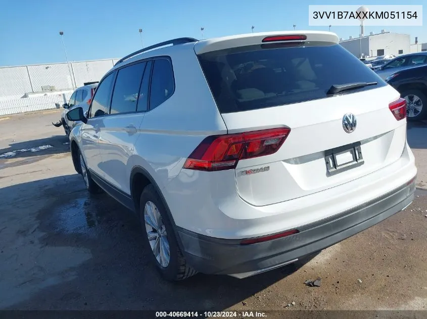 2019 Volkswagen Tiguan 2.0T S VIN: 3VV1B7AXXKM051154 Lot: 40669414