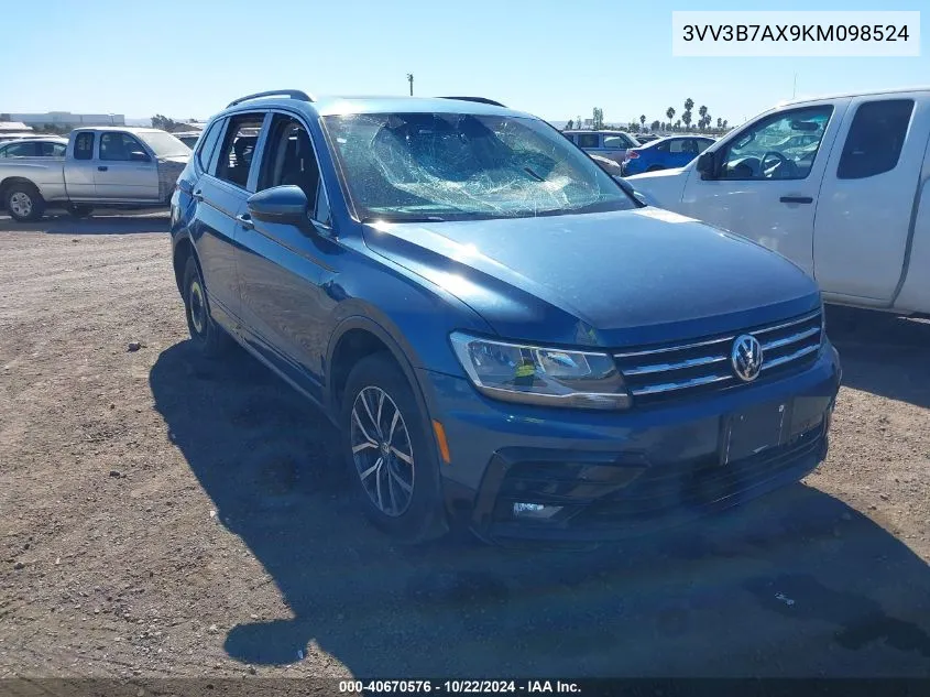 2019 Volkswagen Tiguan 2.0T Se/2.0T Sel/2.0T Sel R-Line/2.0T Sel R-Line Black VIN: 3VV3B7AX9KM098524 Lot: 40670576