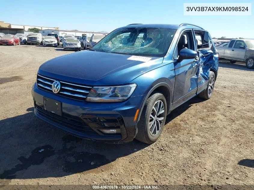 2019 Volkswagen Tiguan 2.0T Se/2.0T Sel/2.0T Sel R-Line/2.0T Sel R-Line Black VIN: 3VV3B7AX9KM098524 Lot: 40670576