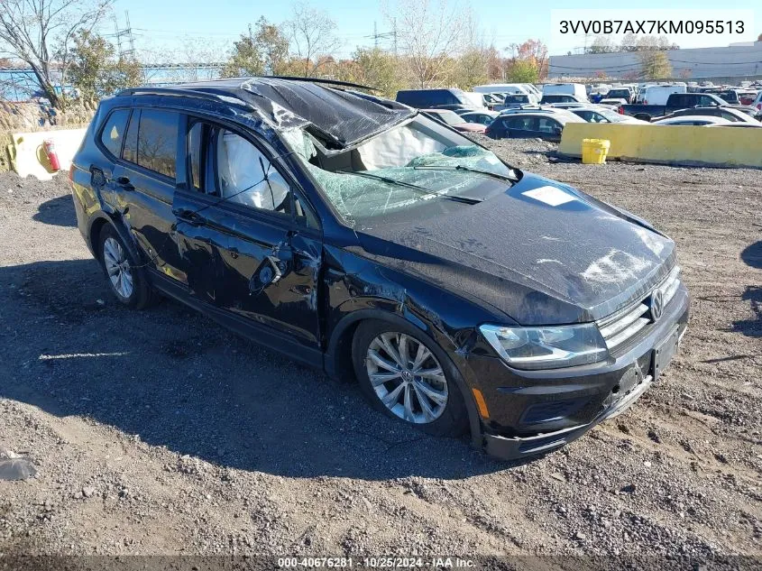 2019 Volkswagen Tiguan 2.0T S VIN: 3VV0B7AX7KM095513 Lot: 40676281