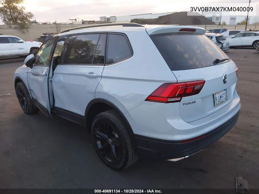 2019 Volkswagen Tiguan 2.0T S VIN: 3VV0B7AX7KM040009 Lot: 40691134