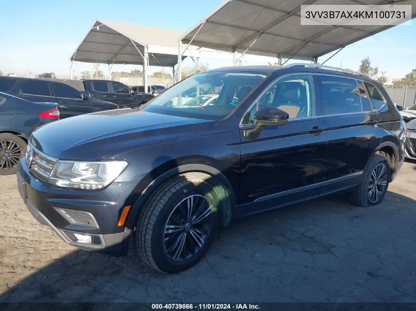 2019 Volkswagen Tiguan 2.0T Se/2.0T Sel/2.0T Sel R-Line/2.0T Sel R-Line Black VIN: 3VV3B7AX4KM100731 Lot: 40739866