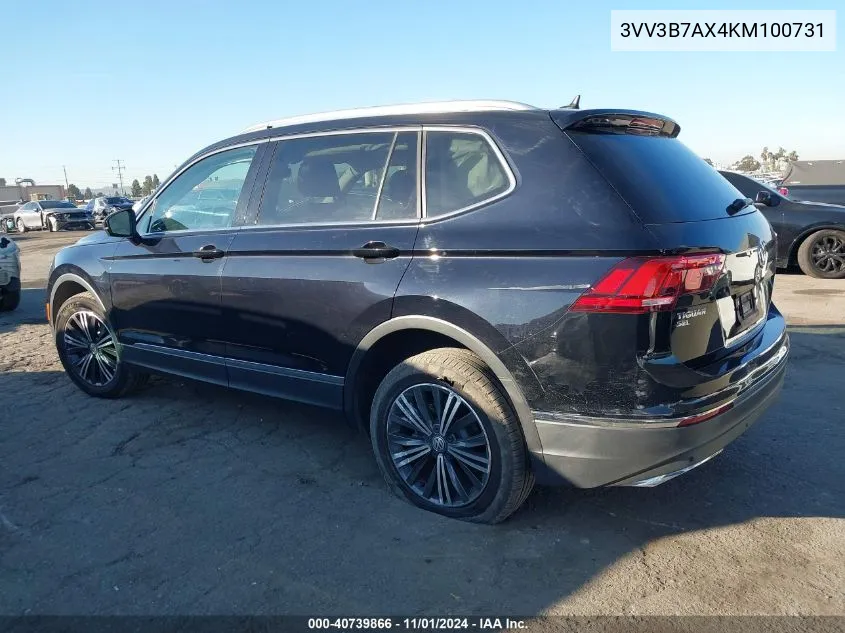 2019 Volkswagen Tiguan 2.0T Se/2.0T Sel/2.0T Sel R-Line/2.0T Sel R-Line Black VIN: 3VV3B7AX4KM100731 Lot: 40739866