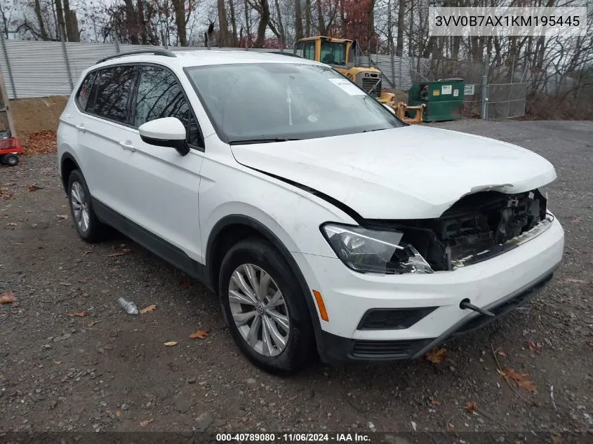 2019 Volkswagen Tiguan 2.0T S VIN: 3VV0B7AX1KM195445 Lot: 40789080