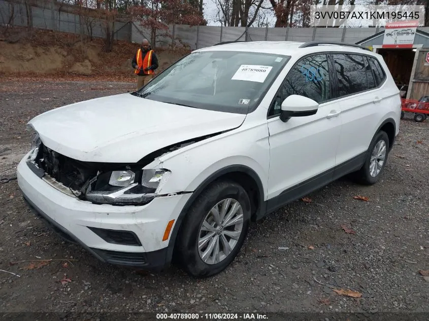 2019 Volkswagen Tiguan 2.0T S VIN: 3VV0B7AX1KM195445 Lot: 40789080