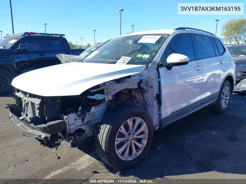 2019 Volkswagen Tiguan 2.0T S VIN: 3VV1B7AX3KM163195 Lot: 40796294