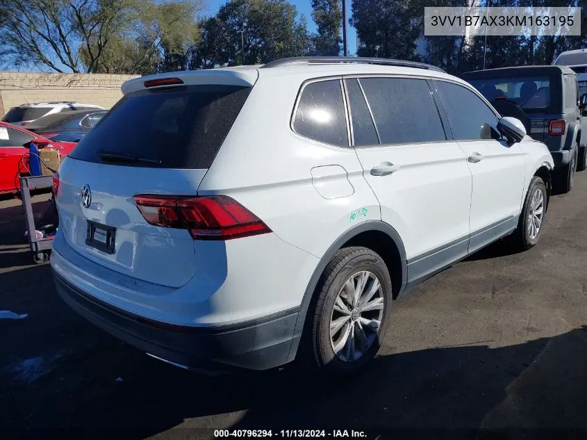 2019 Volkswagen Tiguan 2.0T S VIN: 3VV1B7AX3KM163195 Lot: 40796294