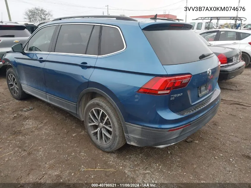 2019 Volkswagen Tiguan 2.0T Se/2.0T Sel/2.0T Sel R-Line/2.0T Sel R-Line Black VIN: 3VV3B7AX0KM074676 Lot: 40798521