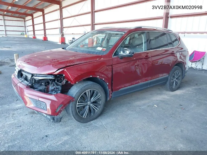 2019 Volkswagen Tiguan 2.0T Se/2.0T Sel/2.0T Sel R-Line/2.0T Sel R-Line Black VIN: 3VV2B7AX0KM020998 Lot: 40811761