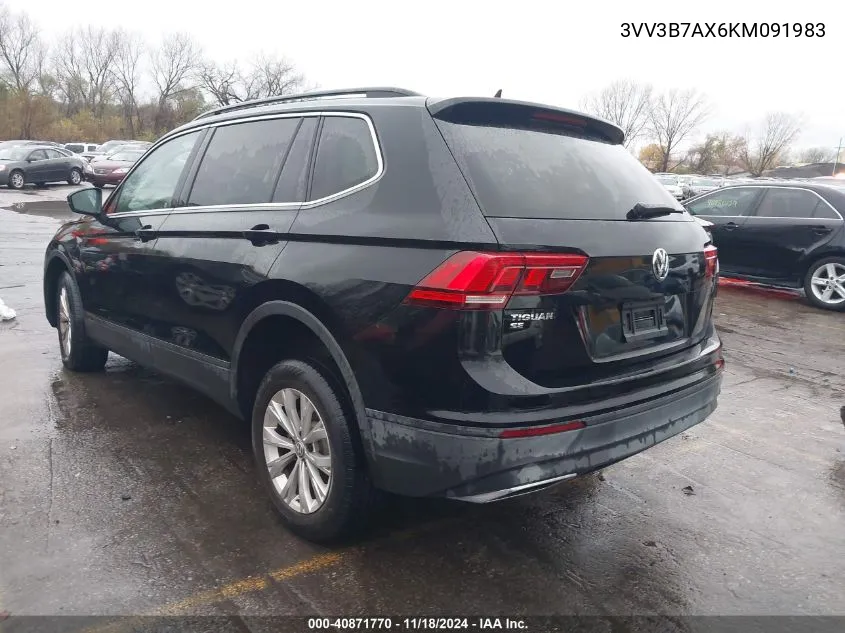 2019 Volkswagen Tiguan 2.0T Se/2.0T Sel/2.0T Sel R-Line/2.0T Sel R-Line Black VIN: 3VV3B7AX6KM091983 Lot: 40871770