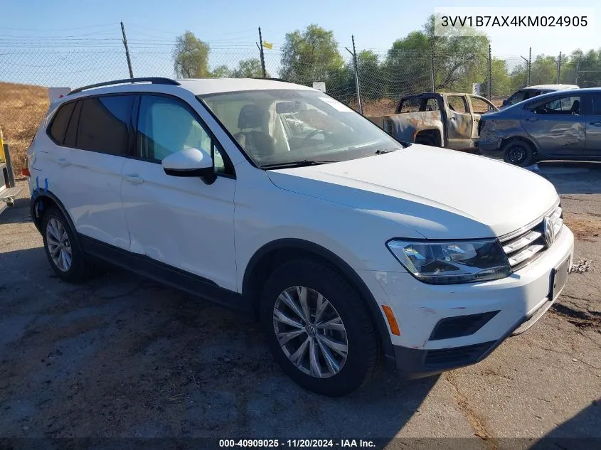 2019 Volkswagen Tiguan 2.0T S VIN: 3VV1B7AX4KM024905 Lot: 40909025