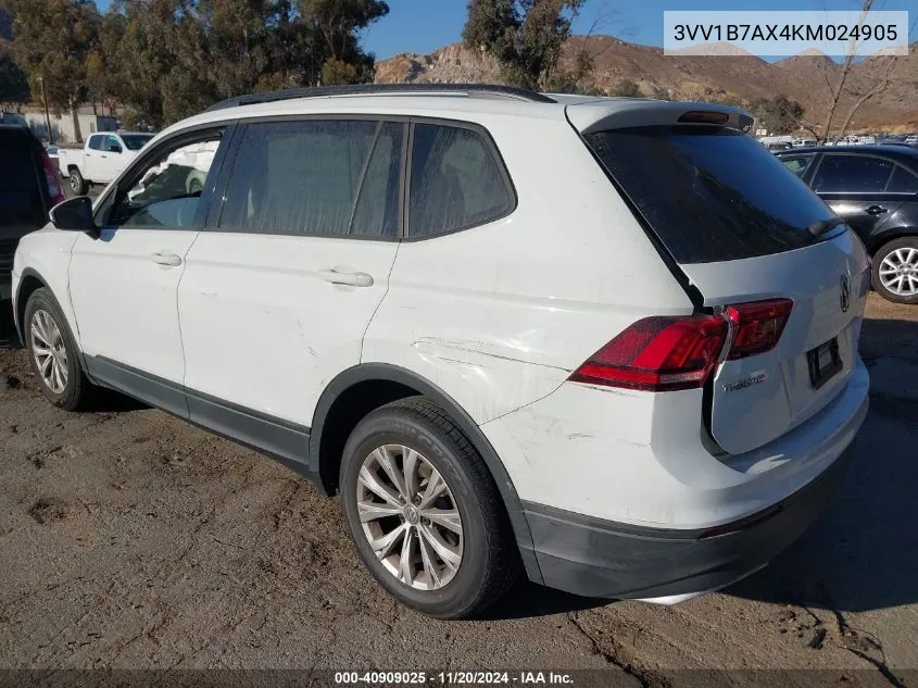 2019 Volkswagen Tiguan 2.0T S VIN: 3VV1B7AX4KM024905 Lot: 40909025