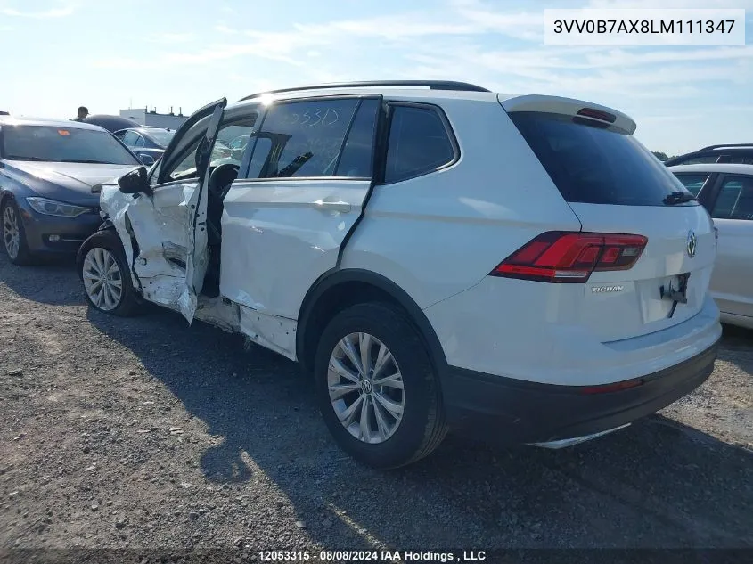 2020 Volkswagen Tiguan S VIN: 3VV0B7AX8LM111347 Lot: 12053315