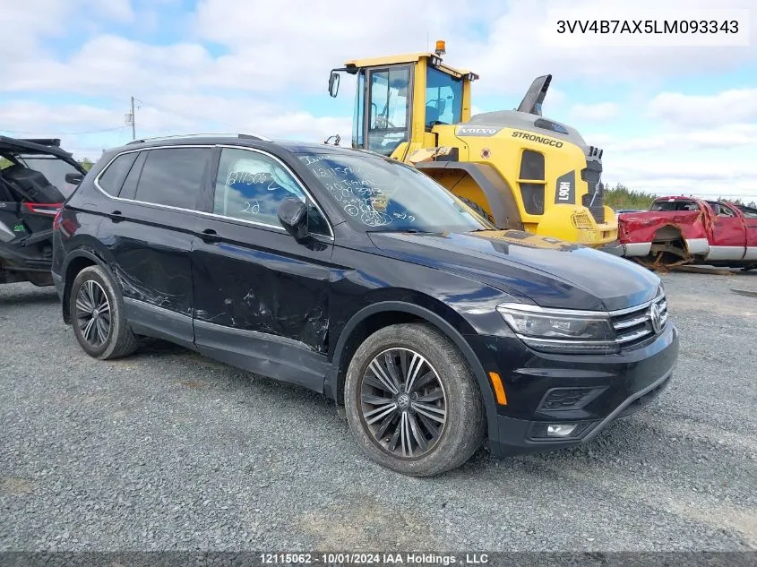 2020 Volkswagen Tiguan Sel Premium R-Line VIN: 3VV4B7AX5LM093343 Lot: 12115062