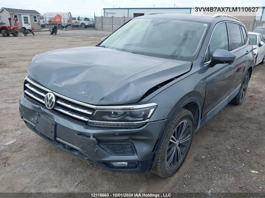 2020 Volkswagen Tiguan Sel Premium R-Line VIN: 3VV4B7AX7LM110627 Lot: 12116663