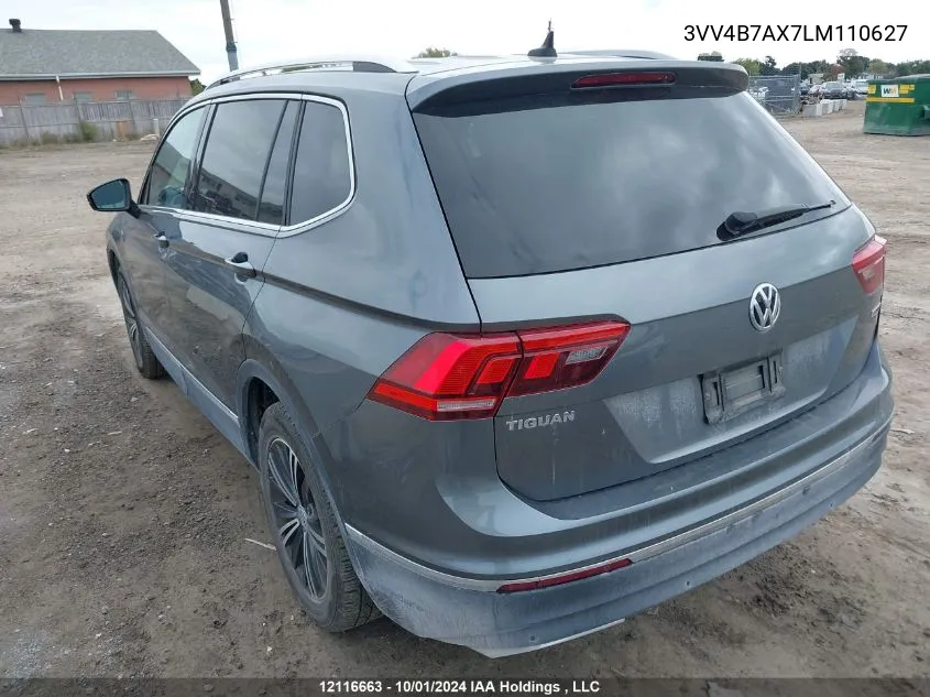 2020 Volkswagen Tiguan Sel Premium R-Line VIN: 3VV4B7AX7LM110627 Lot: 12116663